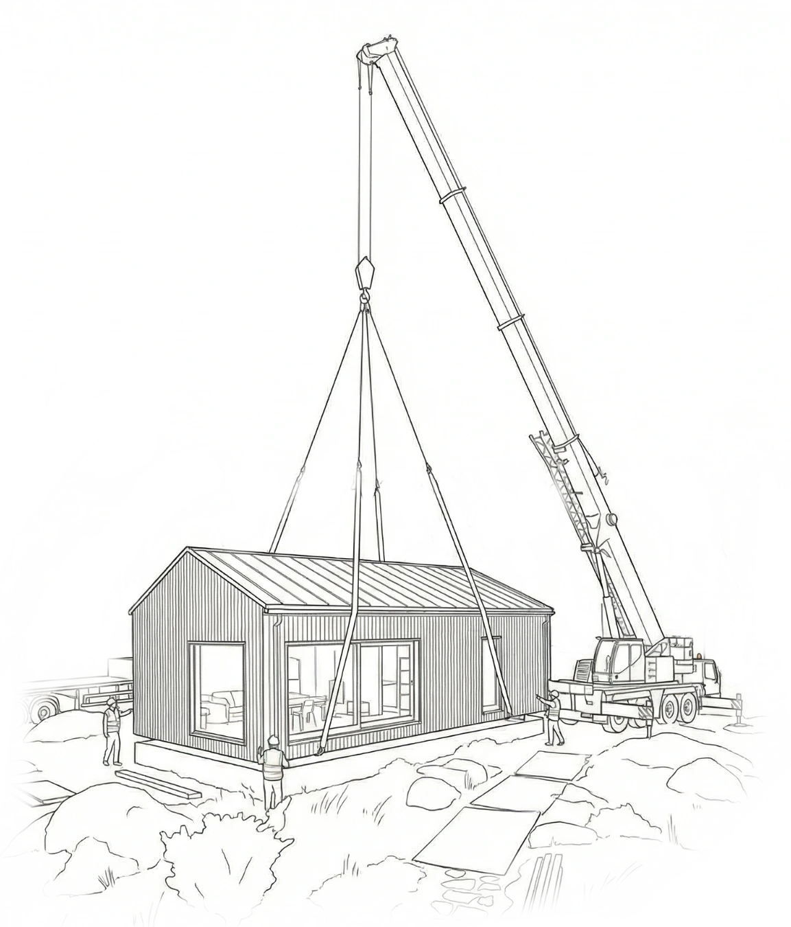 Hus under produktion och montage